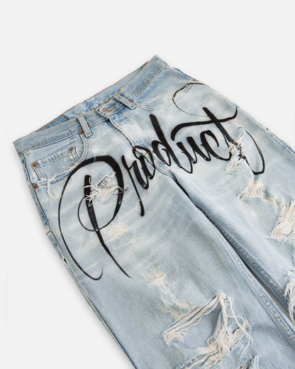 Product品 Classic Airbrushed Cloud Denim Snake Skin Pocket