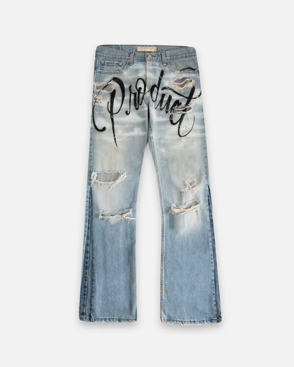 Product品 Classic Airbrushed Cloud Denim Snake Skin Pocket